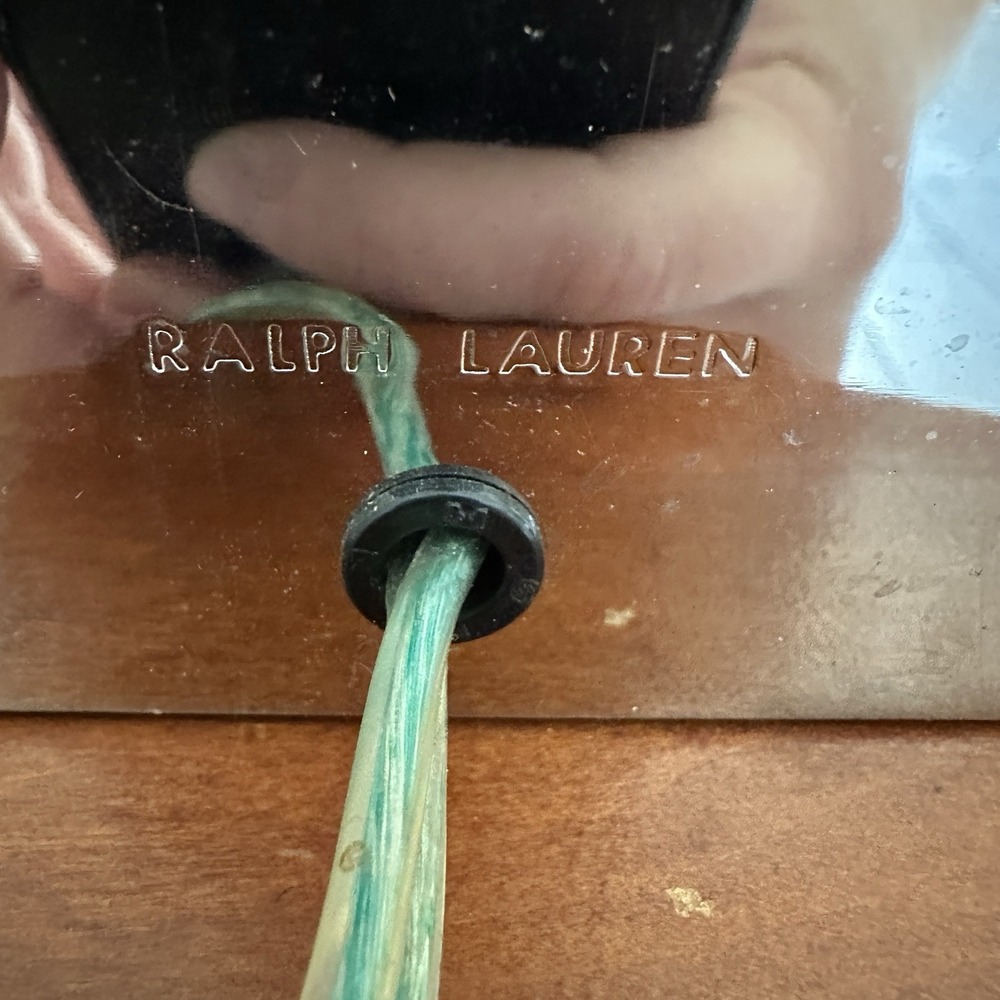 Rare Ralph Lauren Leather Table Desk Lamp Chrome Vintage Brown Square Rectangle - Picture 8 of 13
